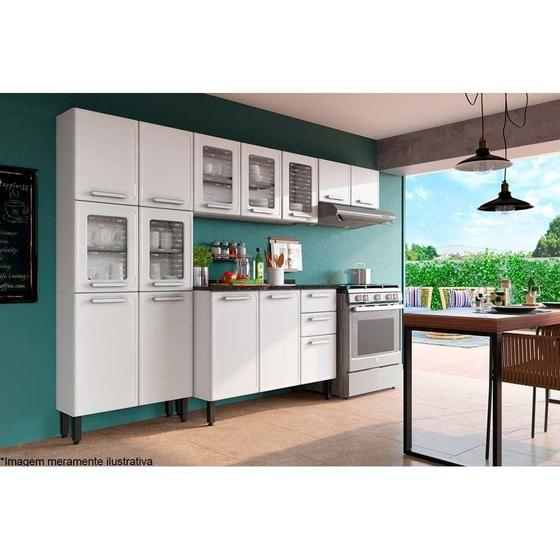 Imagem de Kit de Cozinha Modulada 4 Peças Gourmet  (2 Armários + 1 Balcão + 1 Paneleiro) C4P62 Branco - Bertolini