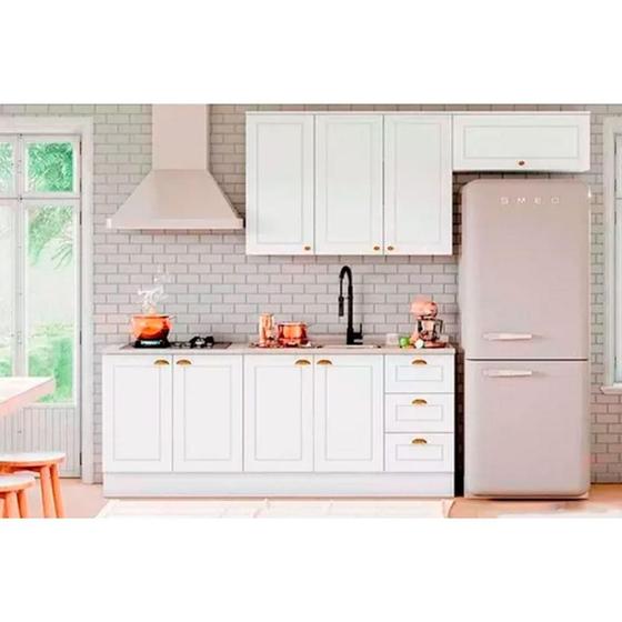 Imagem de Kit de Cozinha Modulada 5 Peças Americana (2 Armários + 2 Balcões + 1 Complemento) C5P15 Branco - Henn