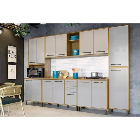 Imagem de Kit de Cozinha Modulada 6 Peças Áustria  (2 Paneleiros + 2 Armários + 2 Balcões) C6P35 Cinamomo/Off White - Valdemóveis