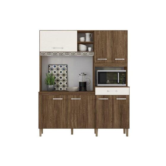 Imagem de Kit de Cozinha Nicioli Yara 7 Portas 160cm Évora/Évora/Off White