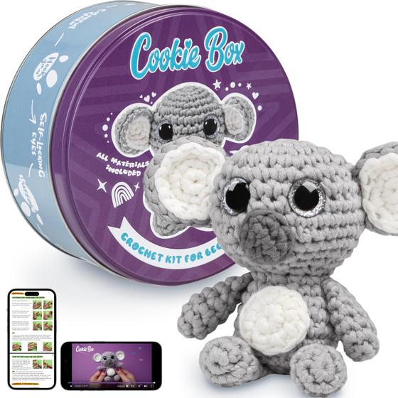 Imagem de Kit de crochê Cookie Box Koala Coal com tutorial ponto a ponto