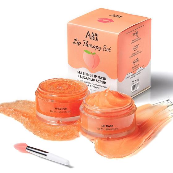 Imagem de Kit de Cuidados Labiais ANAI RUI - Máscara e Esfoliante de Pêssego