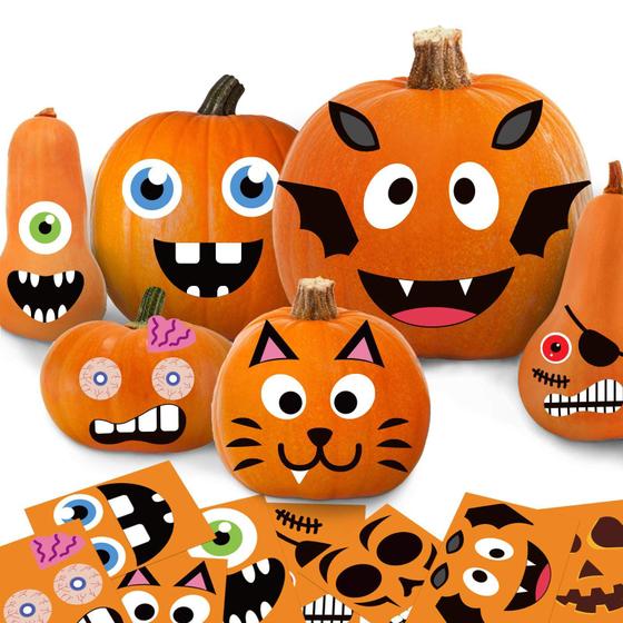 Imagem de Kit de decoração de abóbora Funnlot Halloween Face Stickers Kids