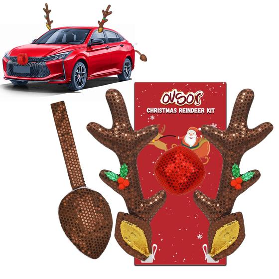 Imagem de Kit de Decoração de Natal para Carro - Rena com 4 Itens