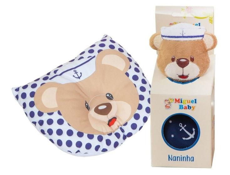 Imagem de Kit de Dormir Naninha Pelúcia + Travesseiro Anatômico Baby Zoo 2 Pçs Soninho Tranquilo Anti Alérgico