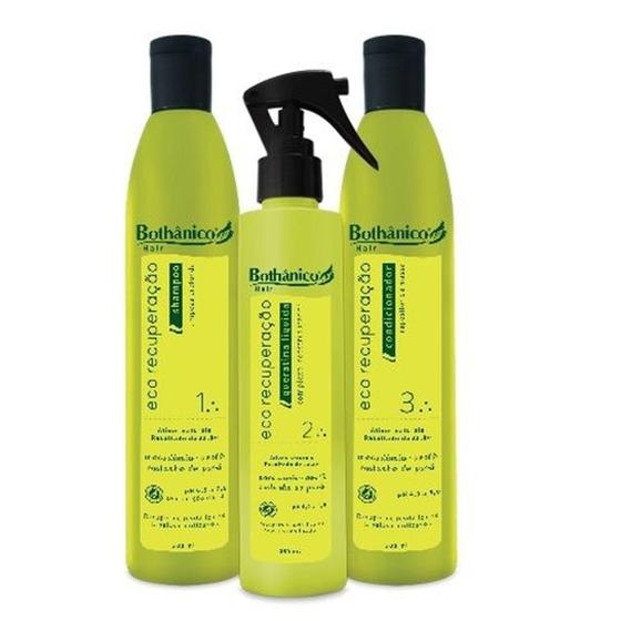 Imagem de kit de eco recuperação Bothânico hair, sh 300ml+queratina liq.200ml+cond 300ml