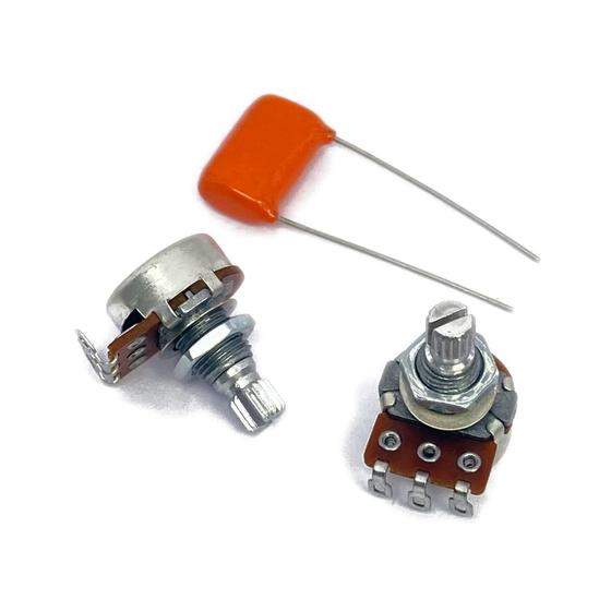 Imagem de Kit de Elétrica Para Baixo Tipo Precision Bass PBA3 Potenciômetros Alpha + Orange Drop