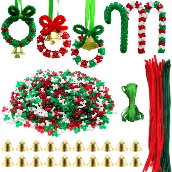 Imagem de Kit de Enfeites de Natal Hifunwu - 1570 Peças com Miçangas e Limpadores de Cachimbo