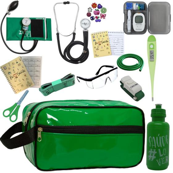 Imagem de Kit de Enfermagem Aparelho de Pressao Estetoscopio Necessaire Medidor Glicose Multi Estagio PAMED