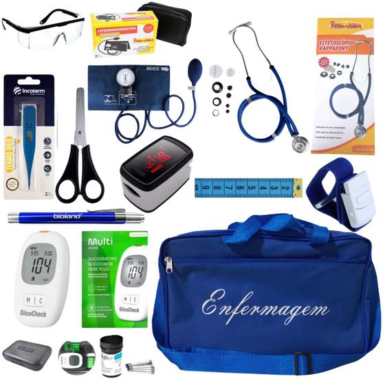Imagem de Kit de enfermagem azul premium com oxímetro