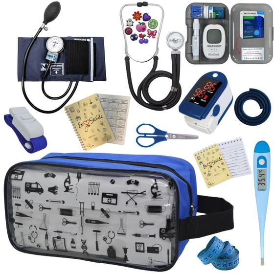 Imagem de Kit De Enfermagem Completo Medidor Glicose Aparelho Pressao