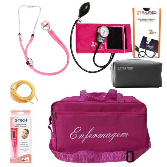 Imagem de Kit De Enfermagem Esteto Aparelho De Pressão Pink