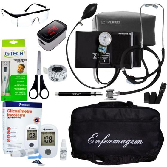 Imagem de Kit de enfermagem preto p.a.med com  oxímetro