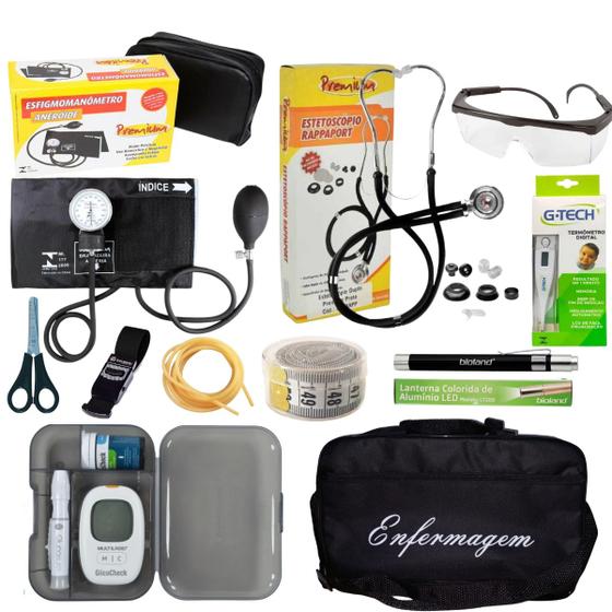 Kit De Enfermagem Preto premium com esteto e esfigmo completo Menor preço em Kit De Enfermagem Preto premium com esteto e esfigmo completo