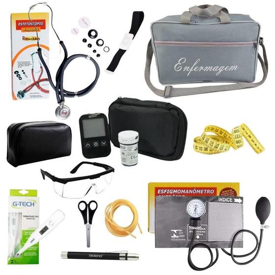 Imagem de Kit de Enfermagem Rosa Premium com Glicosssimetro
