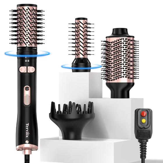 Imagem de Kit de escova de secador de cabelo rotativo de ar quente Terviiix 4 em 1 1000W