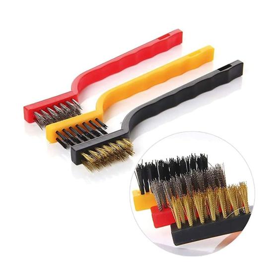 Imagem de Kit de Escova para Limpeza com 3 Peças em Nylon Metal e Brass para Limpezas Pesadas