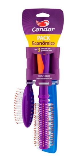 Imagem de Kit De Escovas Para Cabelos Condor Pack Joy Com 3un