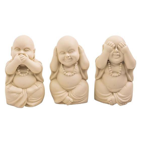 Imagem de Kit De Esculturas Em Cimento Para Decoração Budas Surdo Cego Mudo Chique