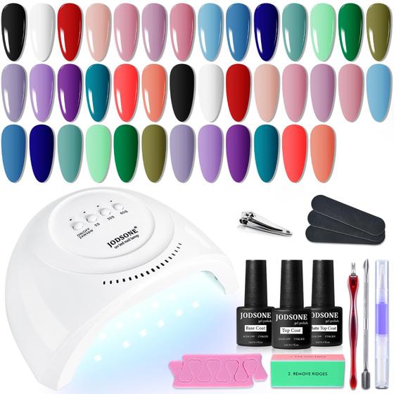 Imagem de Kit de Esmalte em Gel JODSONE - 20 Cores, 5ml, com Luz UV e Ferramentas