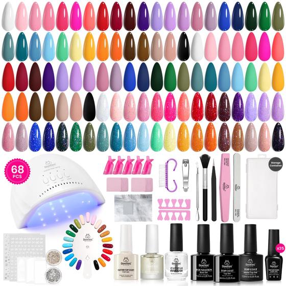 Imagem de Kit de Esmalte em Gel UV para Unhas - 35 Cores, 68 Peças