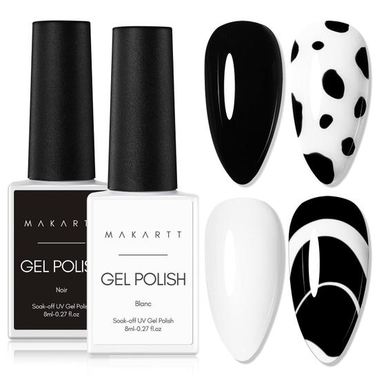 Imagem de Kit de esmaltes em gel Makartt Noir & Blanc Preto Branco 16mL