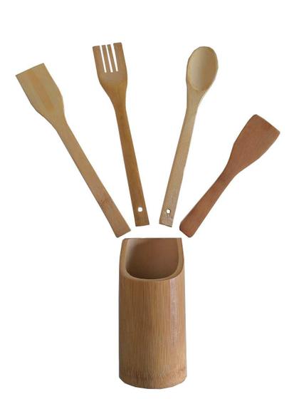 Imagem de Kit De Espátulas De Bambu Com 05 Peças