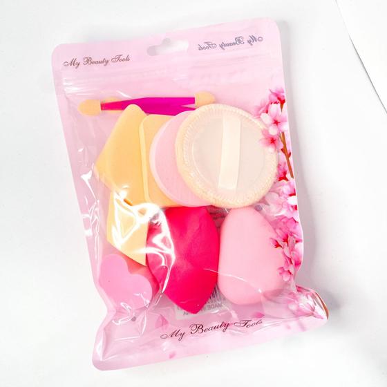 Imagem de Kit de esponjas para maquiagem embelezamento 10 peças ótima qualidade