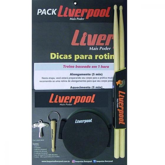 Kit de Estudo Liverpool Liver Pack - com Pad, Baqueta, Chave de Afinação e Pôster com Rudimentos Menor preço em Kit de Estudo Liverpool Liver Pack - com Pad, Baqueta, Chave de Afinação e Pôster com Rudimentos