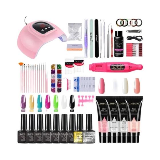 Imagem de Kit de Extensão de Unhas em Gel UV/LED - Manicure Profissional com Base e Esmalte