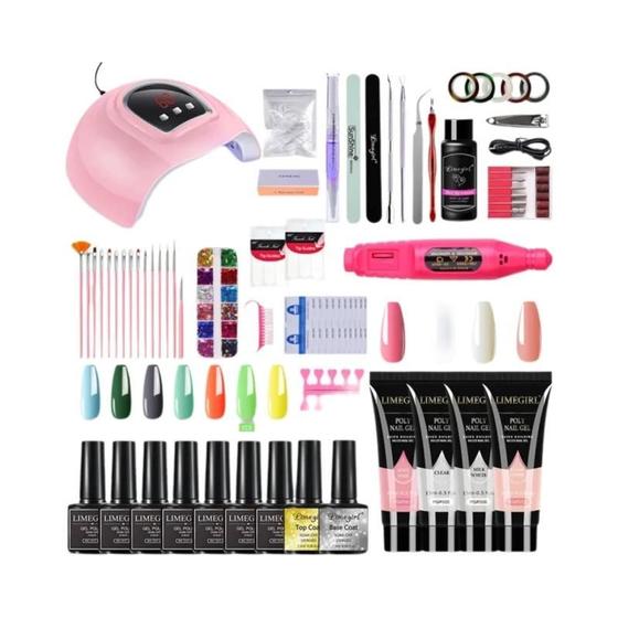 Imagem de Kit de Extensão de Unhas em Gel UV/LED - Manicure Profissional com Base e Esmalte