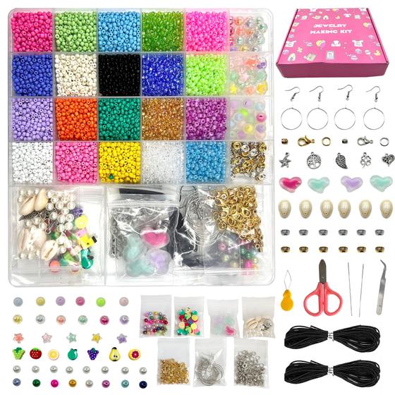 Imagem de Kit de Fabricação de Joias com 10.000+ Beads de Vidro Gpurplebud (3mm)