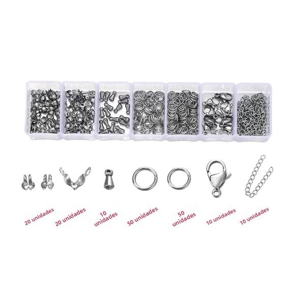 Imagem de Kit de Fabricação de Jóias com 210-400 Peças - Caixa com Fechos, Argolas e Pingentes