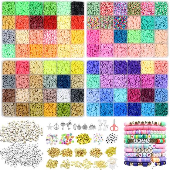 Imagem de Kit de fabricação de pulseiras Clay Bead BIBOLTIY 12220 unidades 96 cores