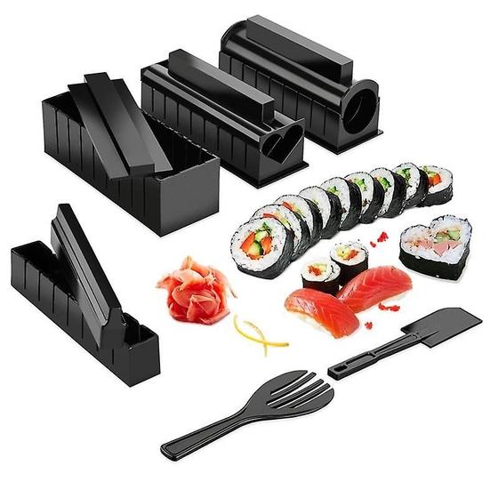 Imagem de Kit de Fabricação de Sushi Wokex Black - 5 Moldes, Garfo de Arroz e Espátula