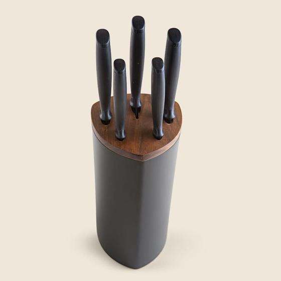 Imagem de Kit de Facas Aço Inox com 5 Peças com Cepo ACASA