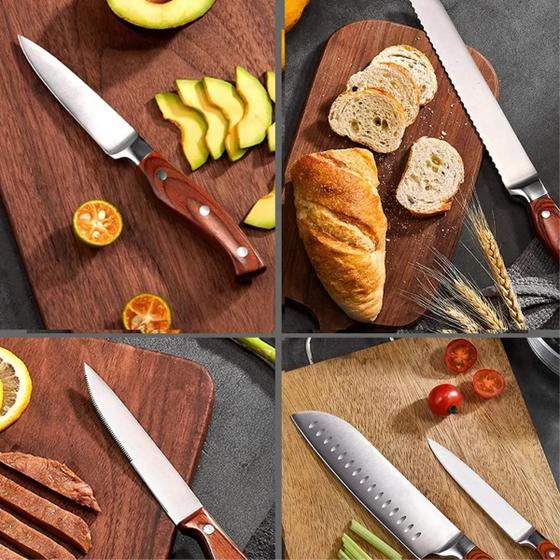 Imagem de Kit De Facas Para Churrasco Conjunto Com 10 Peças Resistente Perfeito Para Natal