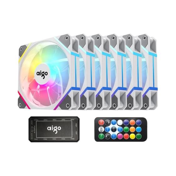 Imagem de Kit de Fan Aigo AM12 RGB - 120mm - Refrigerador de Água 6Pin - ARGB - 12cm