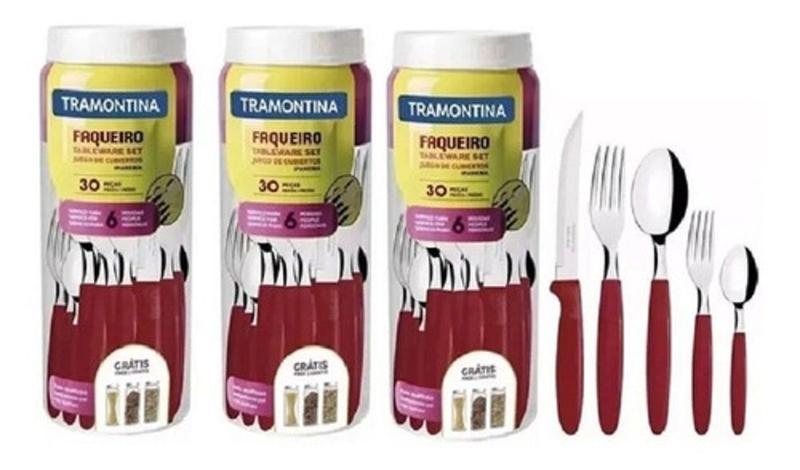 Imagem de Kit de faqueiro ipanema em aço inox 3 unidades com 30 peças