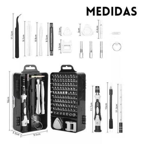 Imagem de Kit De Ferramentas 115 Peças Mini Chaves de Precisão Multiuso Profissional Celular Tablet