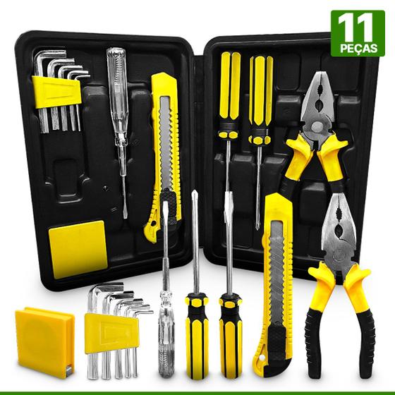 Kit de Ferramentas Com Maleta 11 Peças Alicate Chave Phillips Fenda - TITANIUM - Kit Ferramentas Manuais - Magazine Cbeneficio