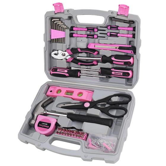 Imagem de Kit de Ferramentas KINGTOOL 149 Peças Rosa com Caixa de Plástico
