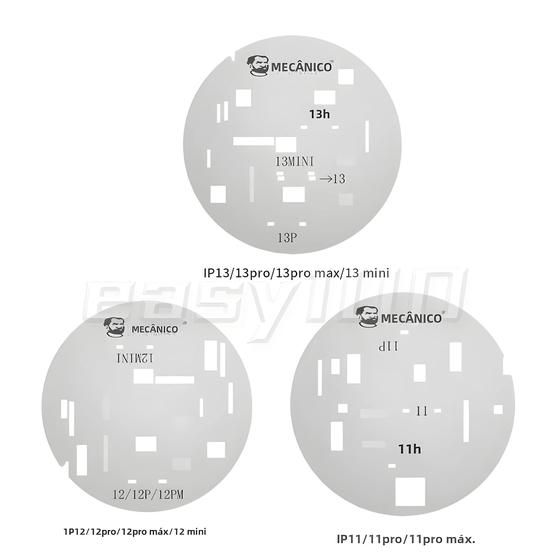 Imagem de Kit de Ferramentas para iPhone 11/12/13 - 3 Estênceis de Aço Mecânico UFO para Proteção de Tela LCD