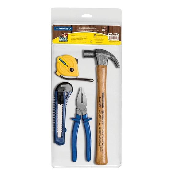 Imagem de Kit De Ferramentas Tramontina Com Martelo Estilete Alicate E Trena 4 Peças Tramontina