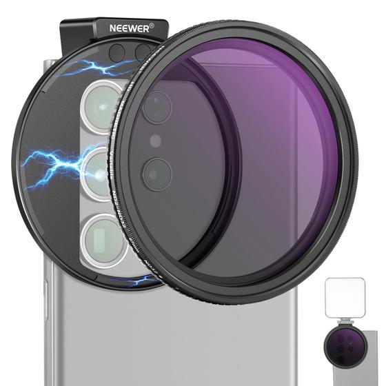 Imagem de Kit de filtro de lente de telefone Neewer 67 mm com clipe variável ND2-ND32