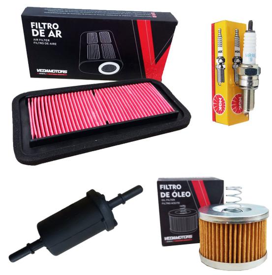 Imagem de Kit De Filtros E Vela P/ Fz 15 23-24 Filtro Oleo Ar Gasolina