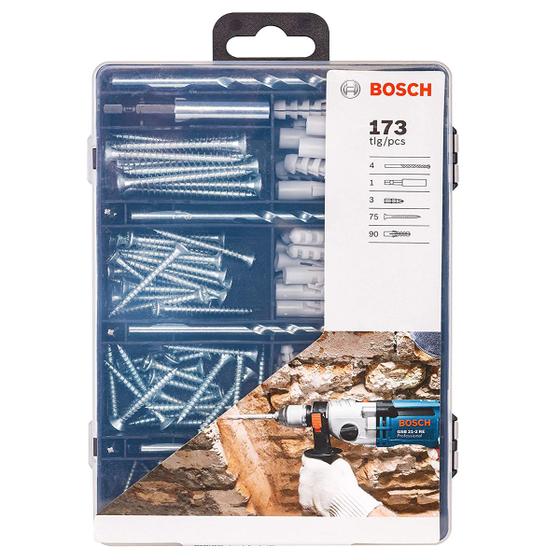 Imagem de Kit de Fixação Bosch brocas pontas e parafusos c/ 173 pçs