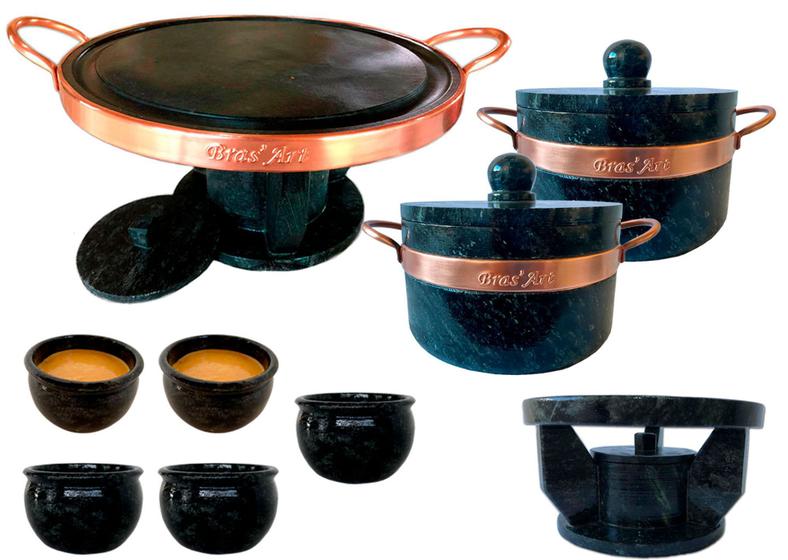 Kit De Fondue De Pedra Sabão 37 Centímetros+ 2 Panelas De 1,5 Litros+ Rechaud+ 5 Tigelas Para Molho Menor preço em Kit De Fondue De Pedra Sabão 37 Centímetros+ 2 Panelas De 1,5 Litros+ Rechaud+ 5 Tigelas Para Molho