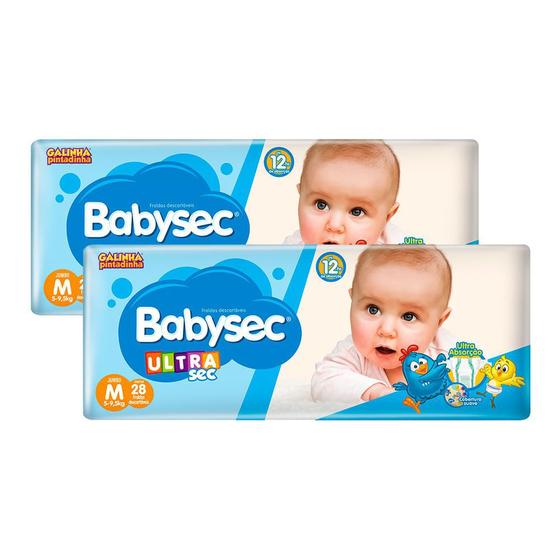 Imagem de Kit de Fralda Babysec Ultrasec Tamanho M Pacote Jumbo 56 Fraldas Descartáveis