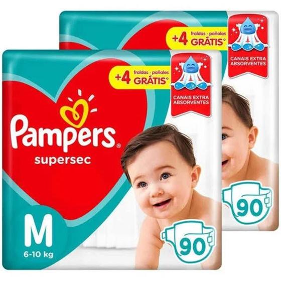 Imagem de Kit De Fraldas Pampers M Supersec Jumbo 180 Unidades